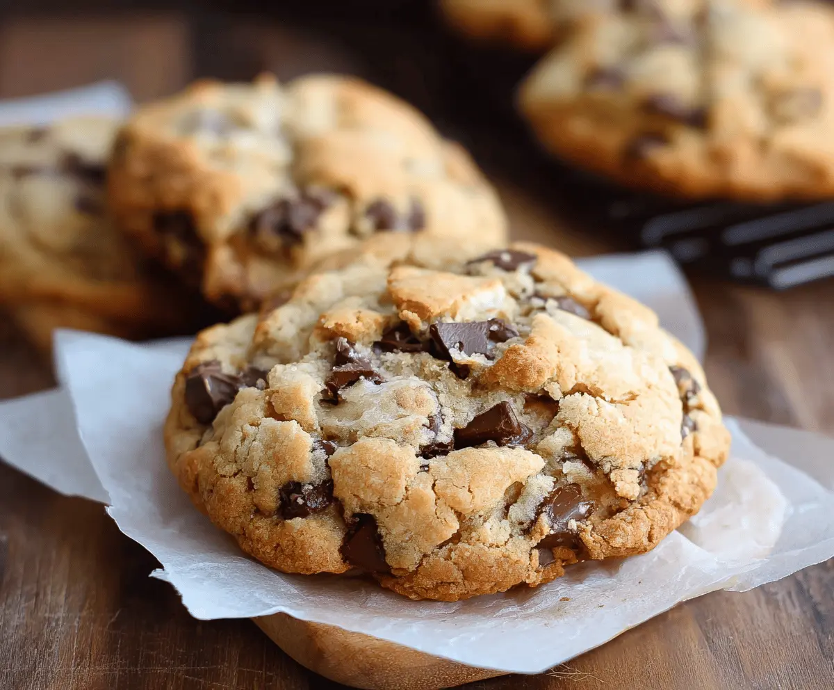 Delicious Levain Bakery Chocolate Chip Cookies fresh out of the oven, showcasing their thick and gooey texture.