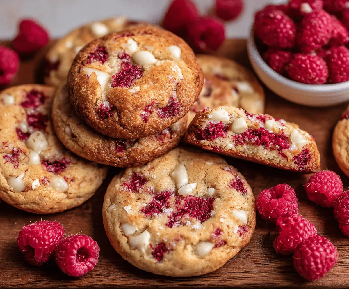 Delicious Raspberry Cheesecake Cookies with fresh raspberries and creamy cheesecake filling.