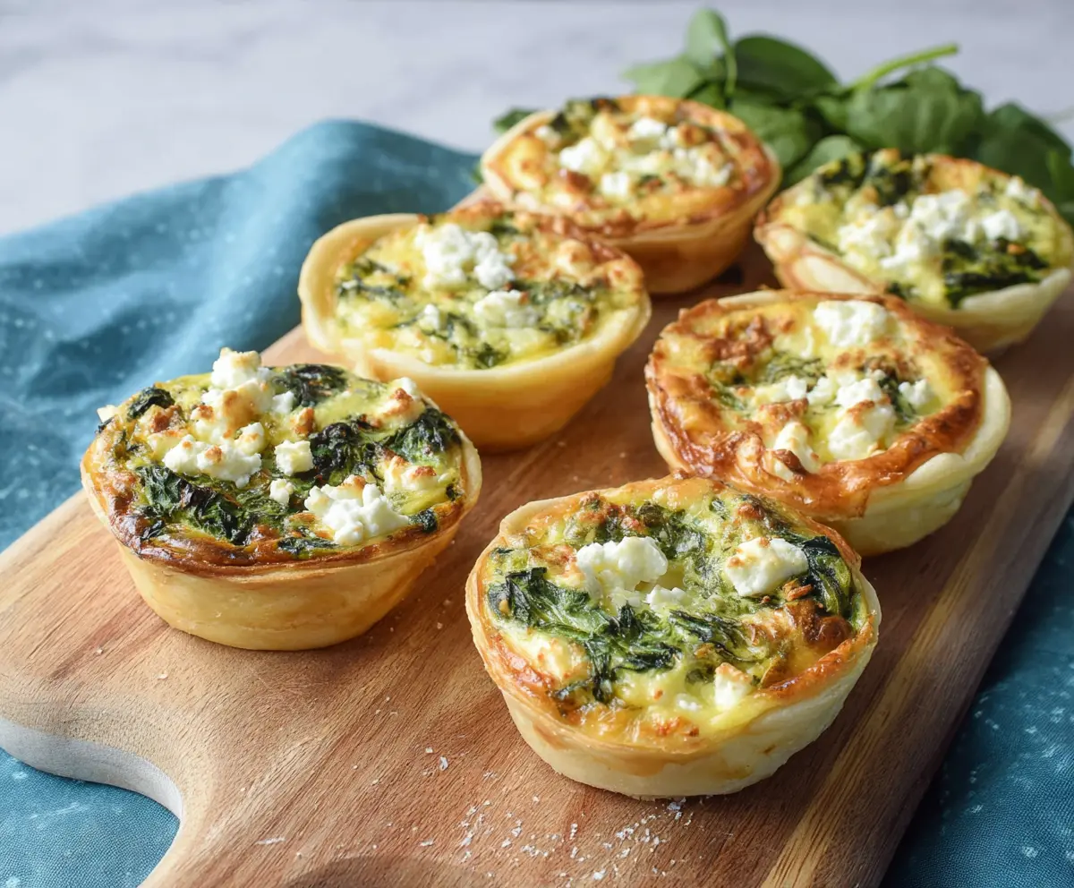 Delicious spinach and feta mini quiches with a golden crust, perfect for brunch or a snack.