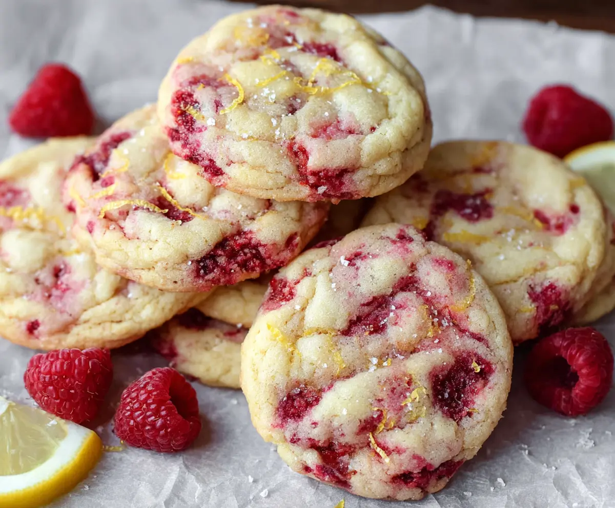Delicious chewy lemon raspberry cookies with fresh raspberries and zesty lemon flavor.