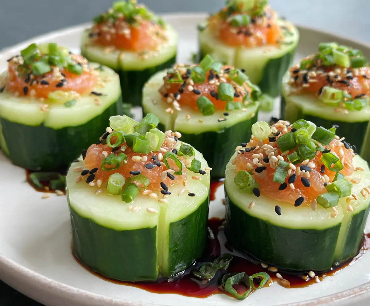 Delicious cucumber sushi bites with fresh ingredients and vibrant presentation