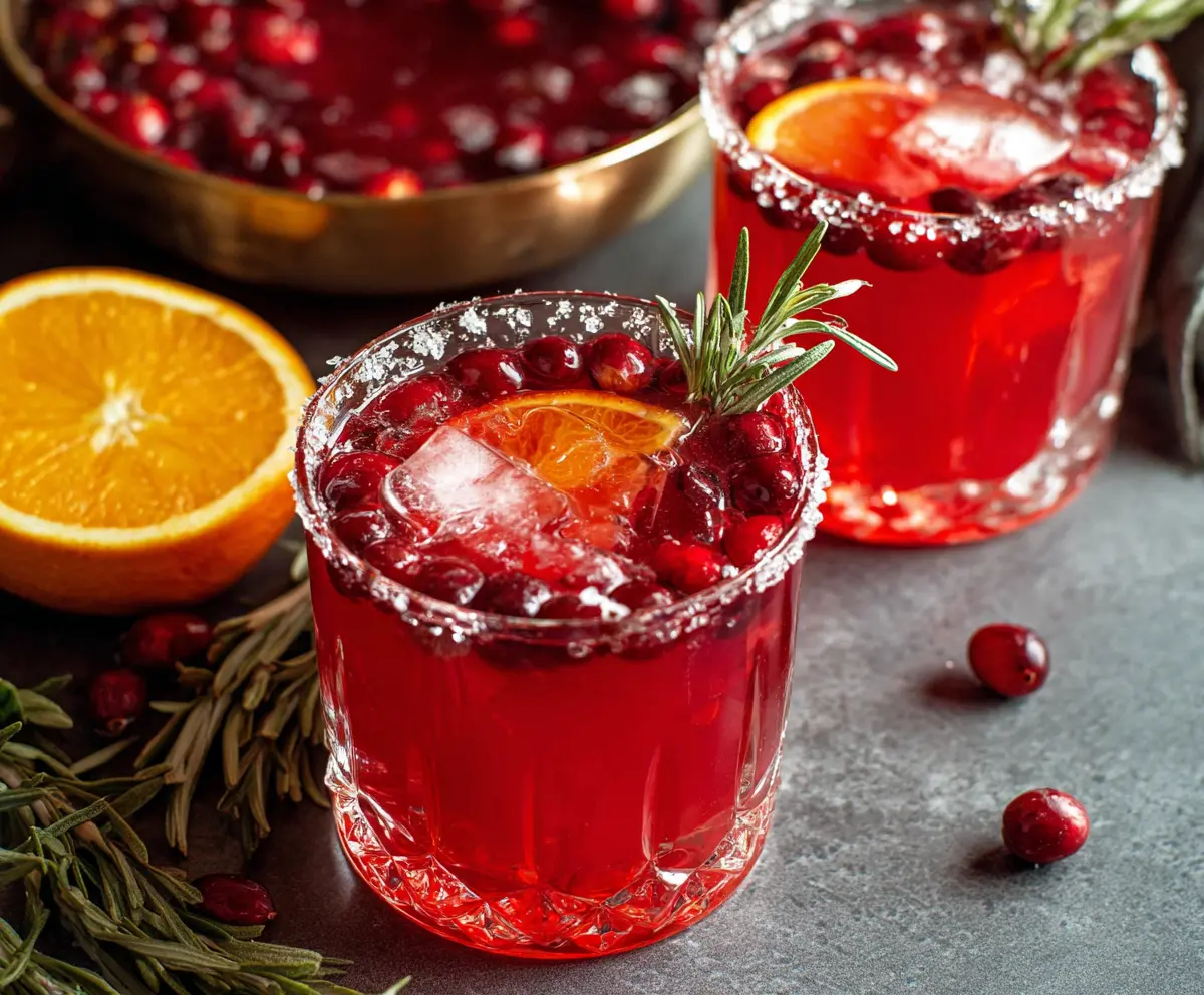 Festive holiday spiked punch cocktail with colorful fruits and sparkling garnish