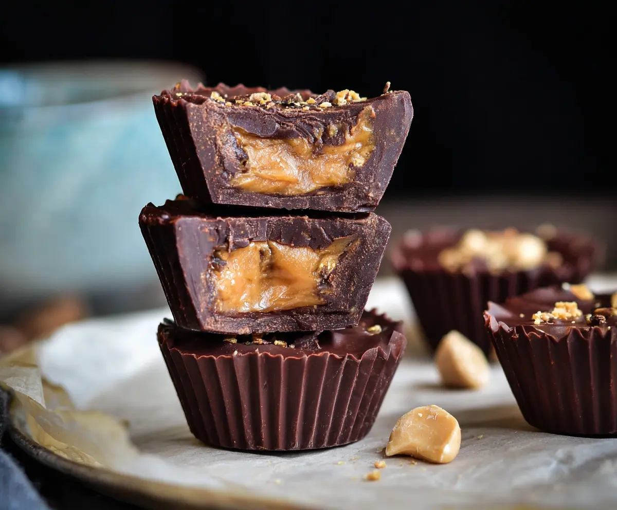 Delicious Snickers Cups with peanut butter, caramel, and chocolate topping for dessert lovers.