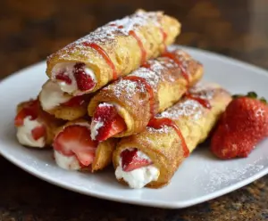 Delicious Strawberry Cream Cheese Roll Ups showcasing fresh strawberries and creamy filling.