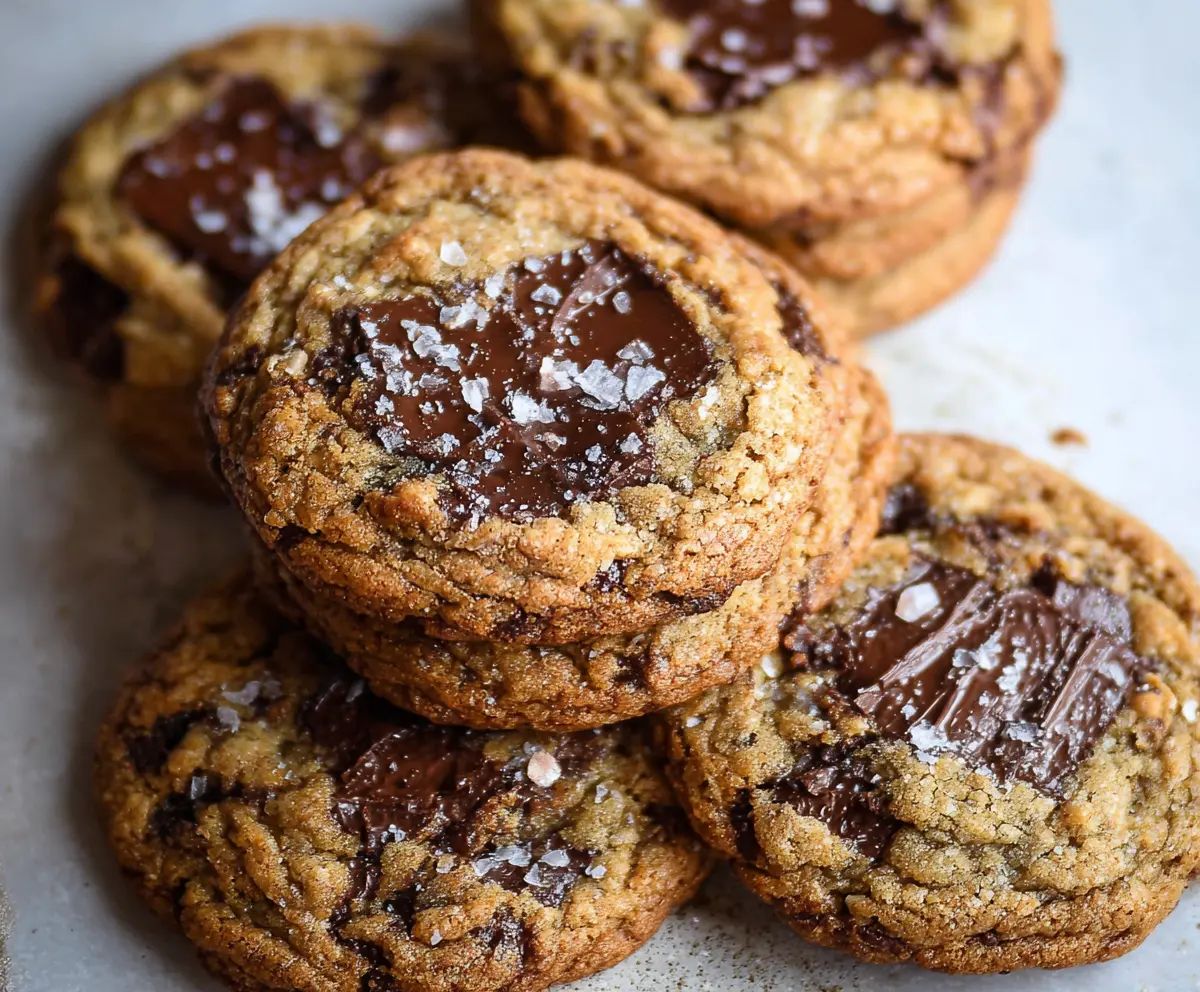 Delicious Brown Butter Sourdough Discard Cookies fresh out of the oven, showcasing golden-brown edges and chewy texture.