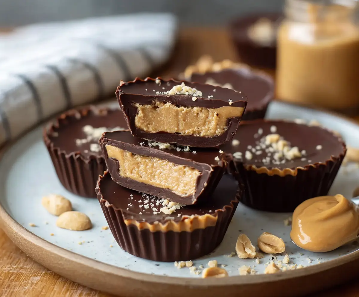 Delicious cottage cheese peanut butter cups showcasing a creamy and healthy dessert treat.