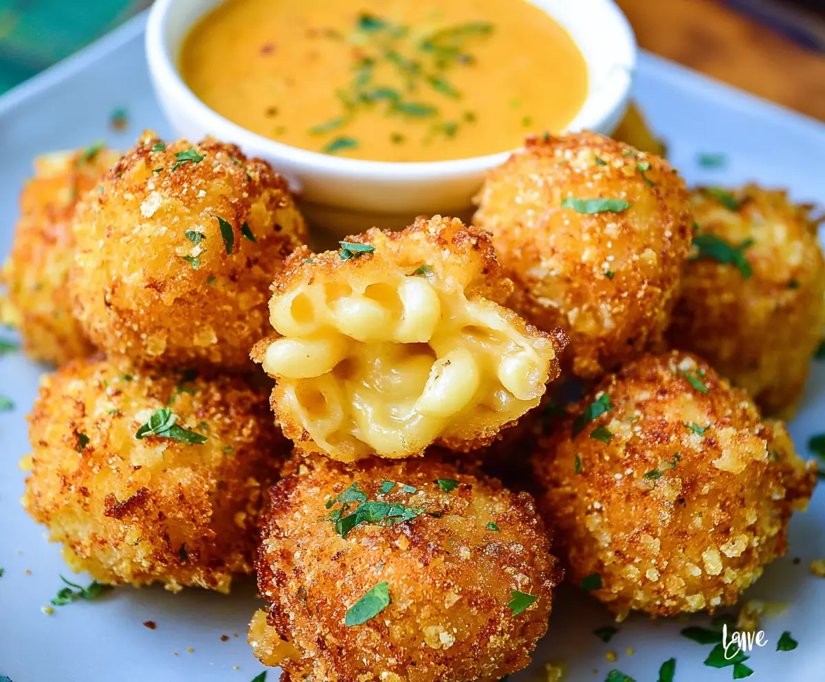 Crispy baked Mac and Cheese Bites with golden cheese filling, perfect as appetizers or snacks.