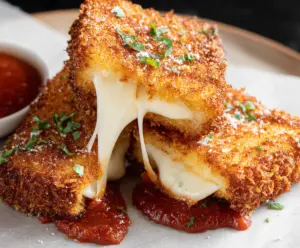 Golden mozzarella Carrozza sandwich with melted cheese and crispy bread