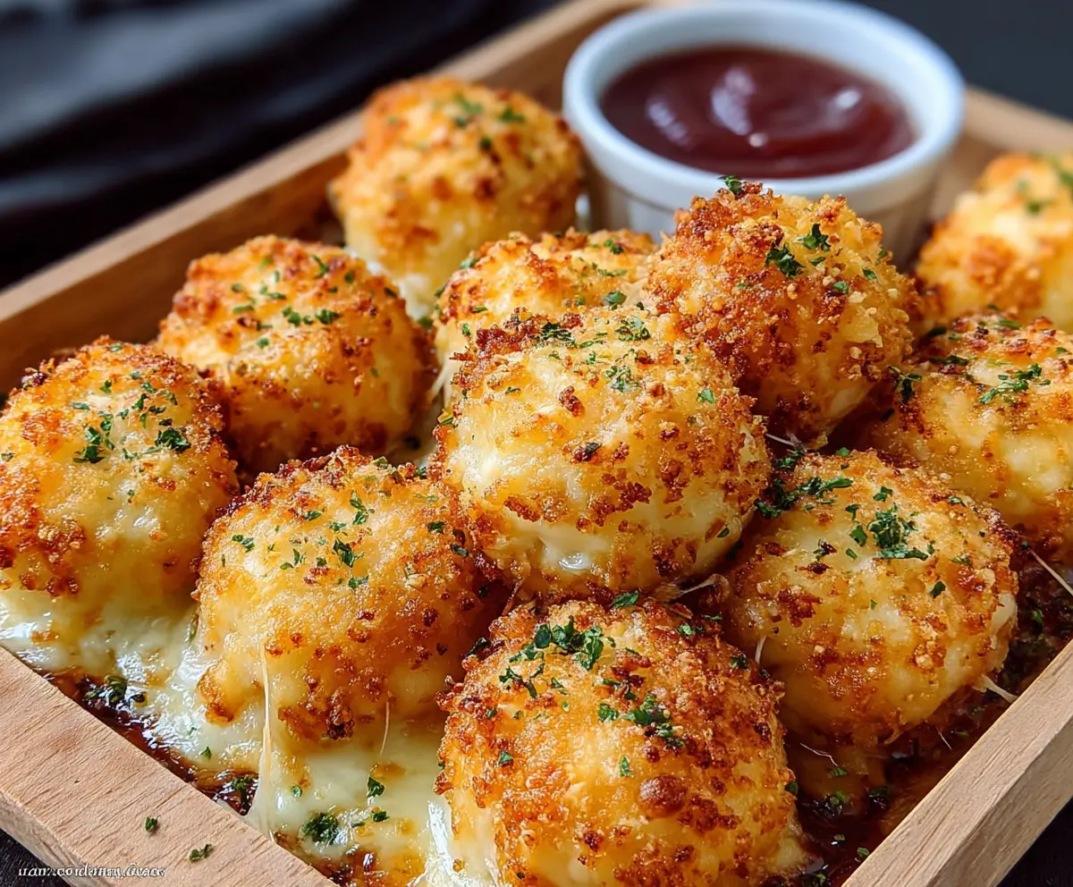 Delicious Parmesan Mozzarella Bites with crispy golden crust and melted cheese filling.