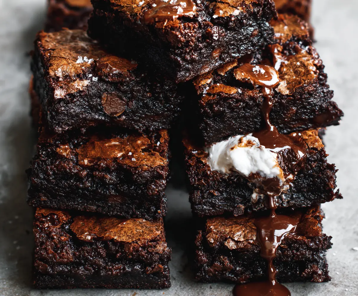 Delicious sourdough discard fudgy chocolate brownies fresh out of the oven.