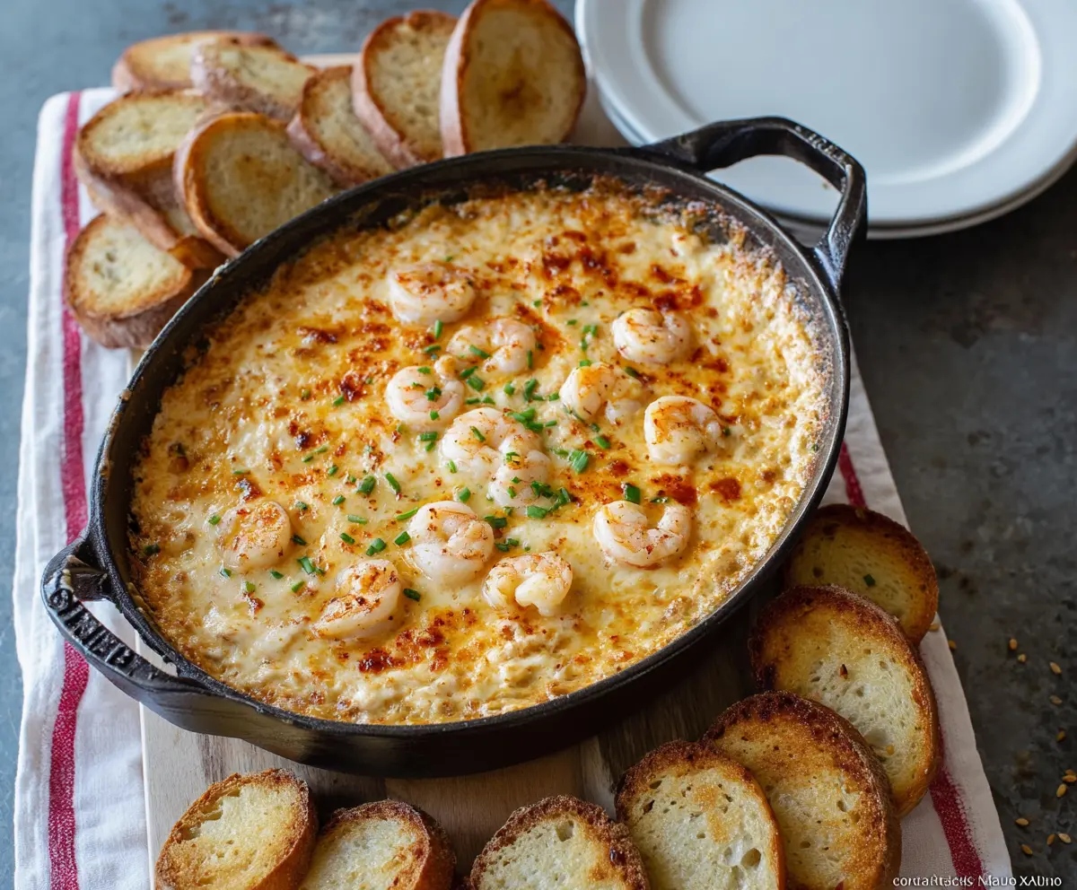 Delicious Cajun Shrimp Dip served with fresh vegetables and chips. Perfect appetizer for parties.