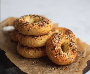 Homemade cottage cheese almond flour bagels, a healthy low-carb breakfast option.