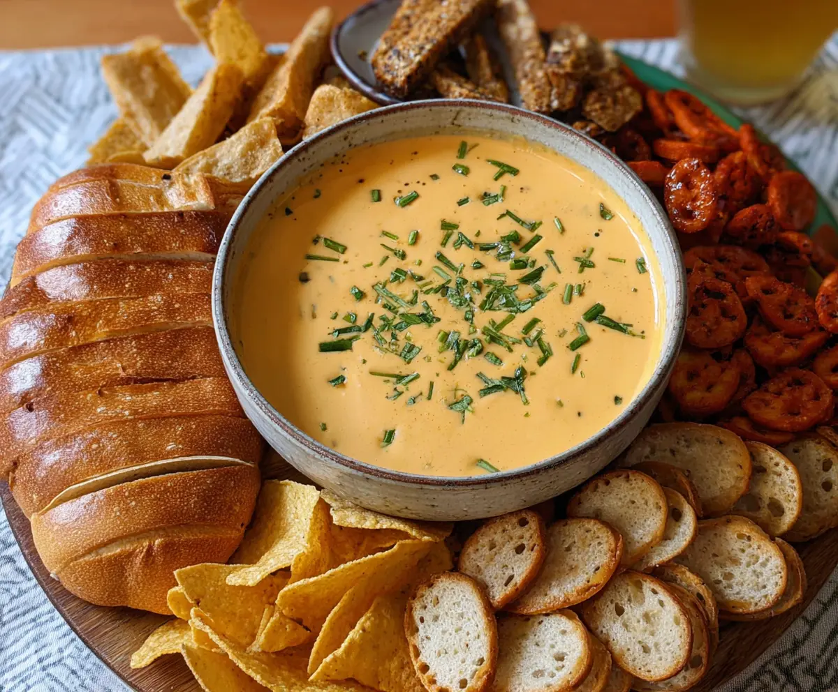 Creamy Crock Pot Beer Cheese Dip served with pretzels and bread for a delicious appetizer.