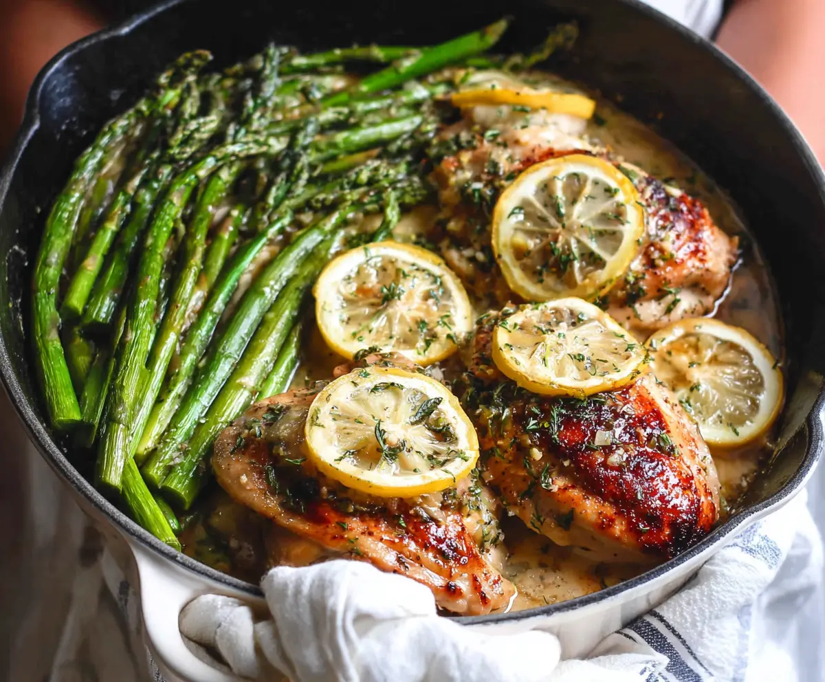 Delicious Lemon Chicken with Fresh Asparagus on a plate for a healthy meal