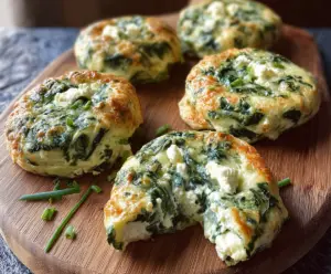 Delicious spinach and cottage cheese flagels served fresh, perfect for a healthy snack or breakfast.