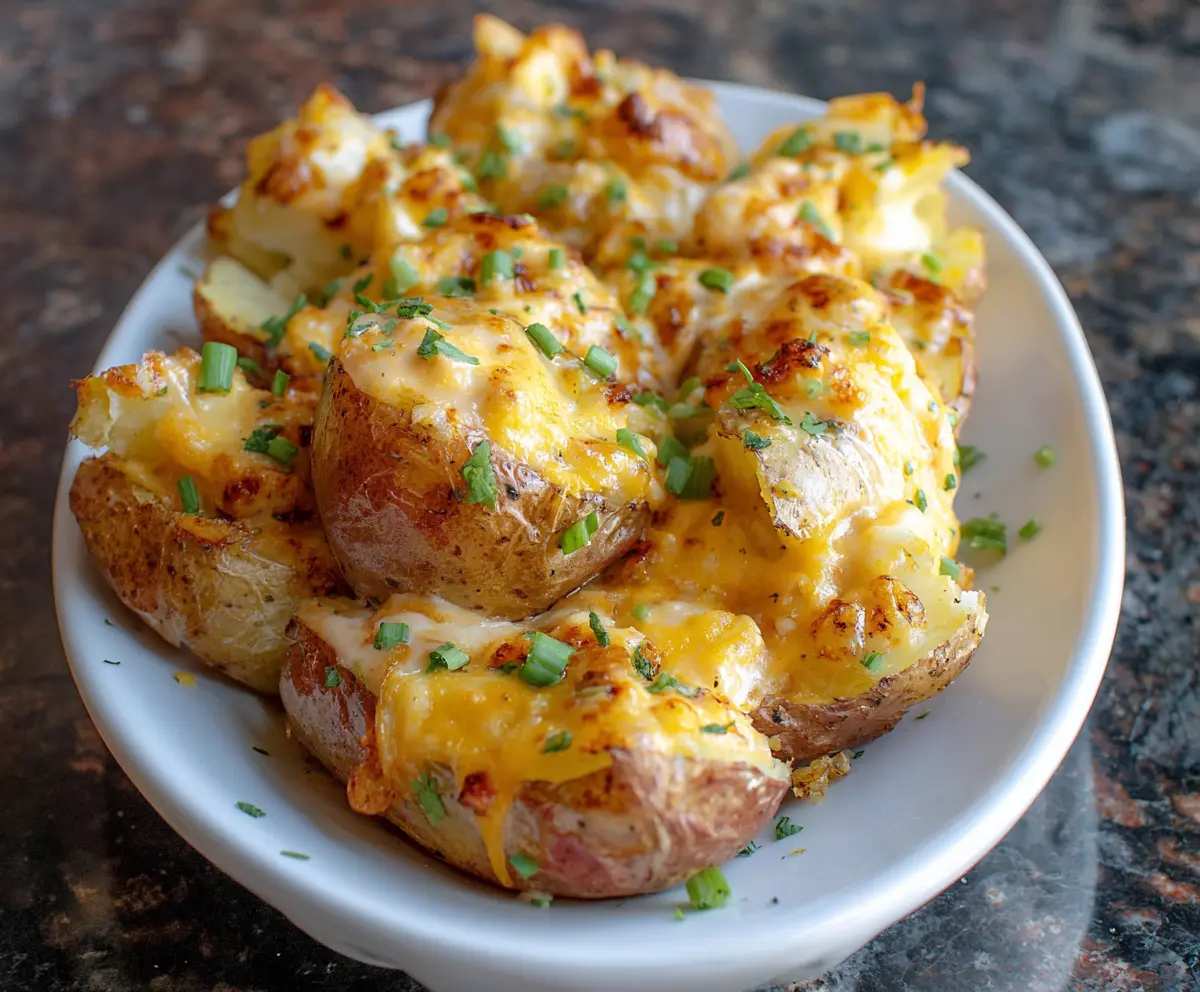 Delicious Cheesy Ranch Baked Potatoes served as a flavorful appetizer or side dish.