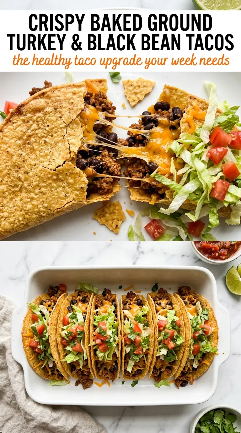 Crispy Baked Ground Turkey & Black Bean Tacos crispy turkey bean