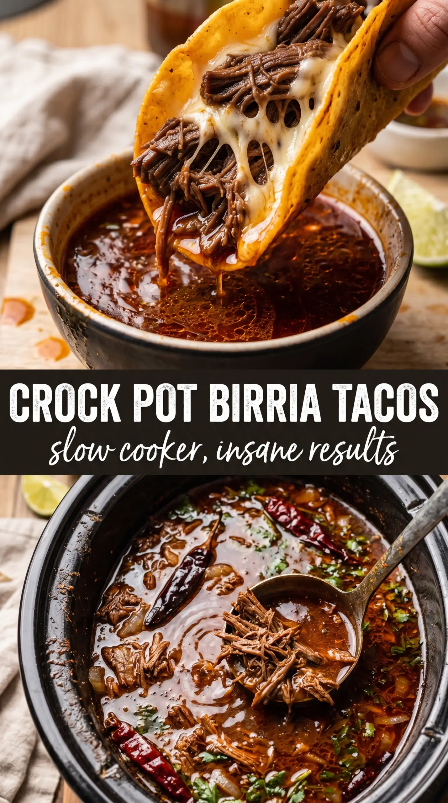 Crock Pot Birria Tacos tender beef crispy tortillas