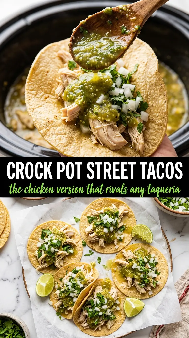 Crock Pot Street Tacos tender shredded beef, fresh toppings, corn tortillas