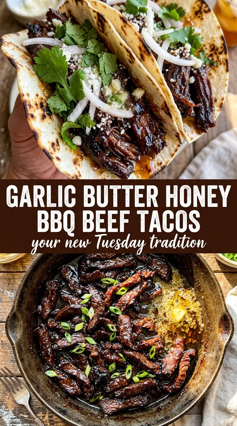 Garlic Butter Honey BBQ Beef Tacos caramelized glossy