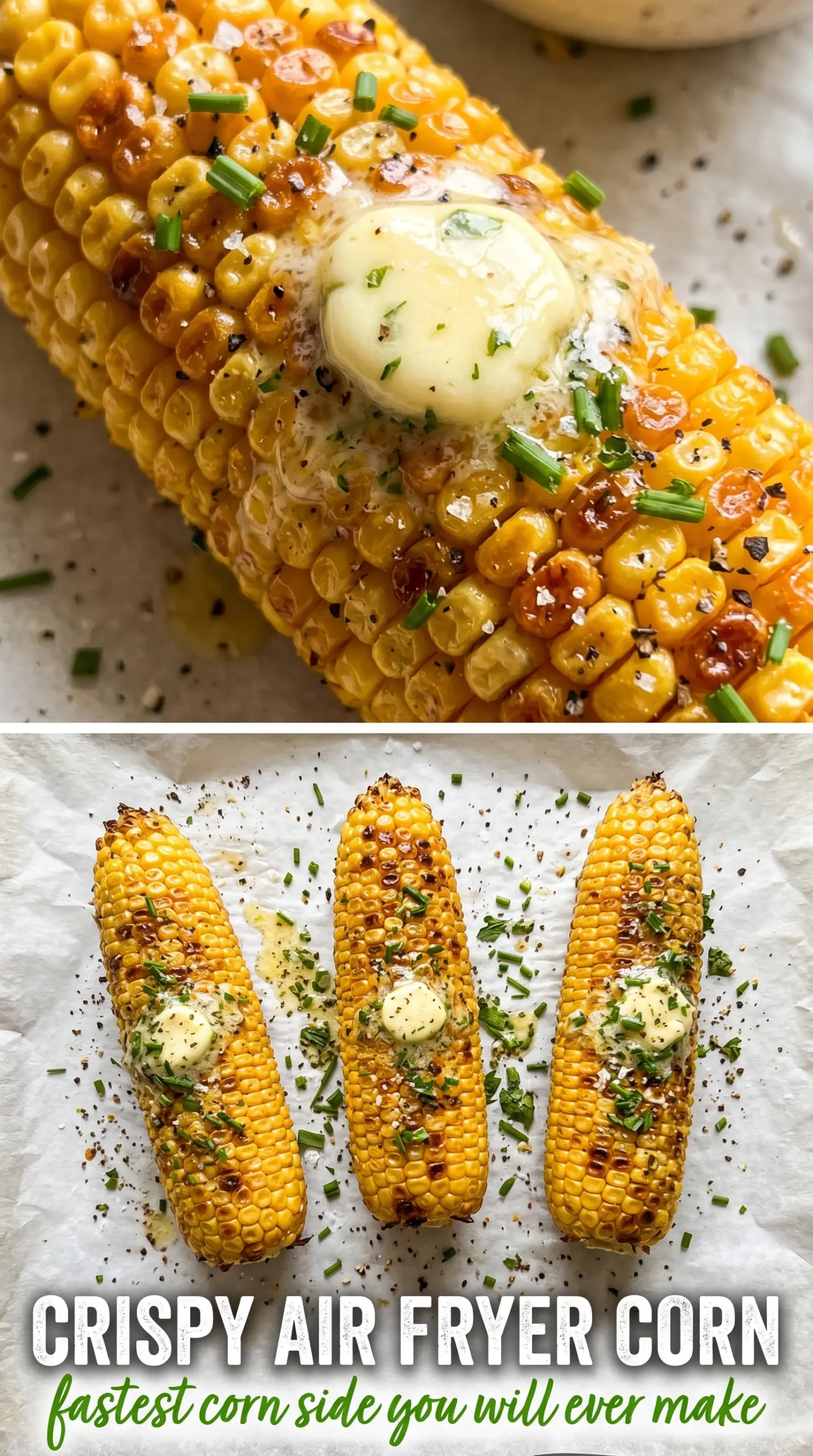 Air Fryer Corn on the Cob golden blistered buttery
