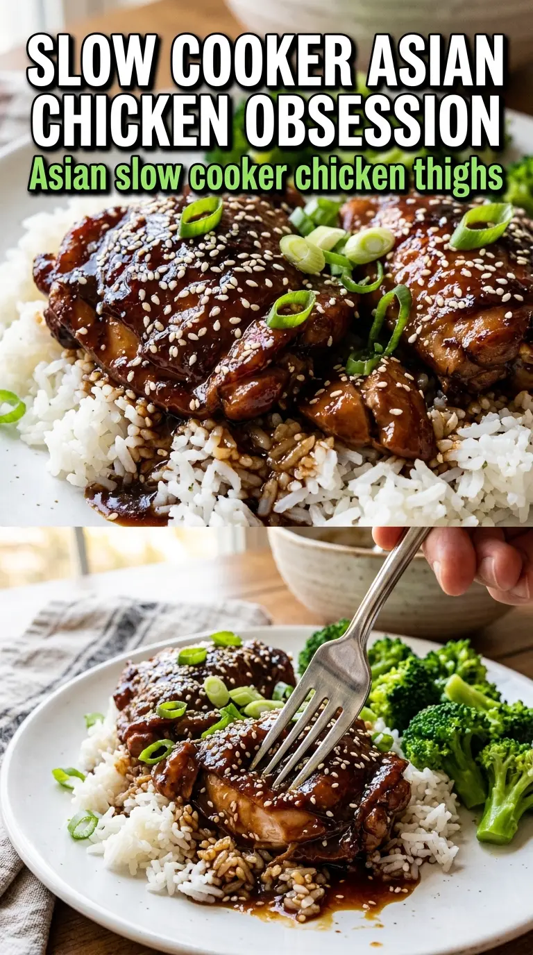 Asian Slow Cooker Chicken Thighs glossy soy-ginger