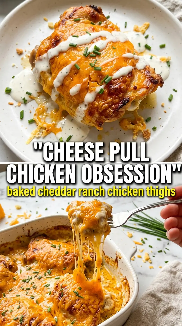 Baked Cheddar Ranch Chicken Thighs golden cheesy crispy