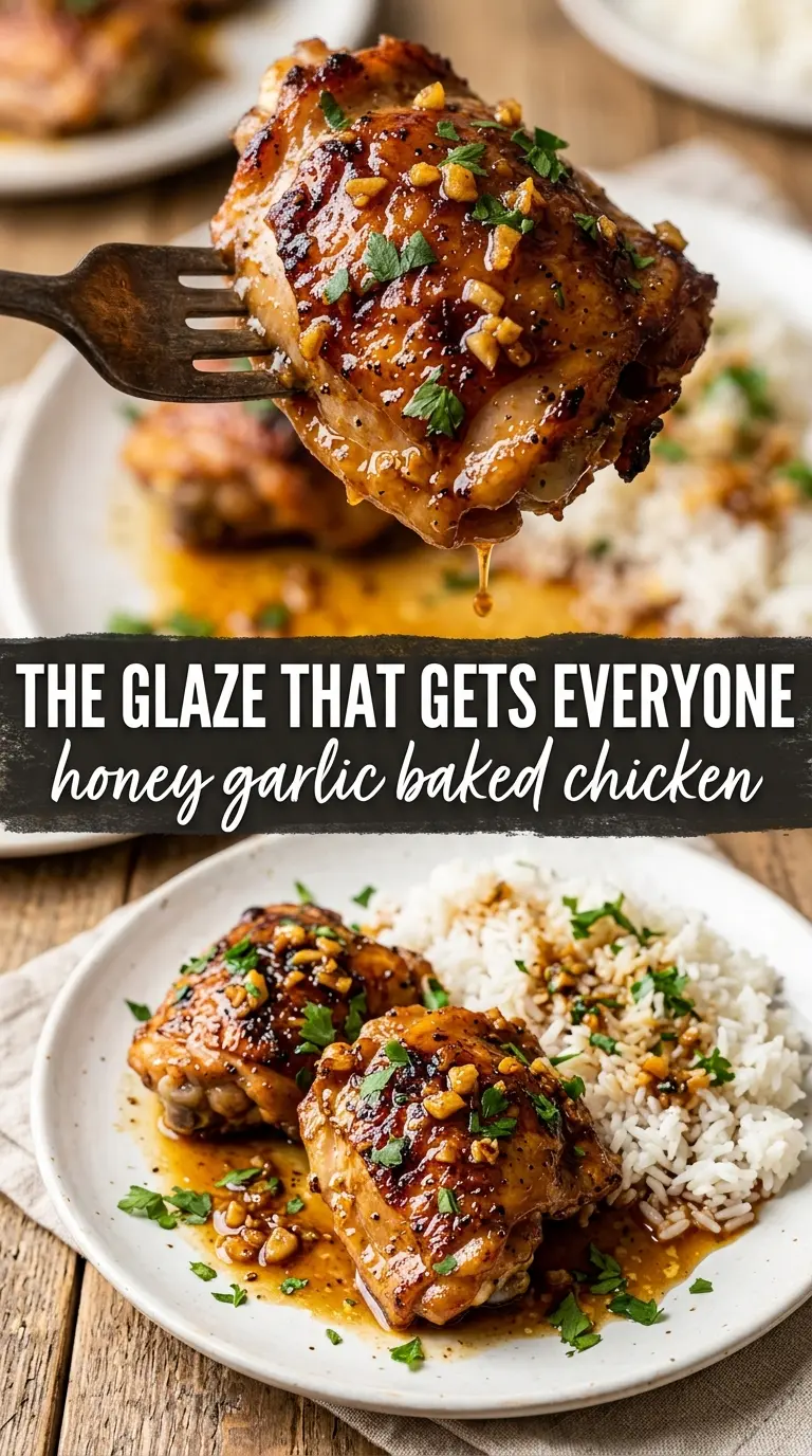 Baked honey garlic chicken thighs sticky caramelized garlic