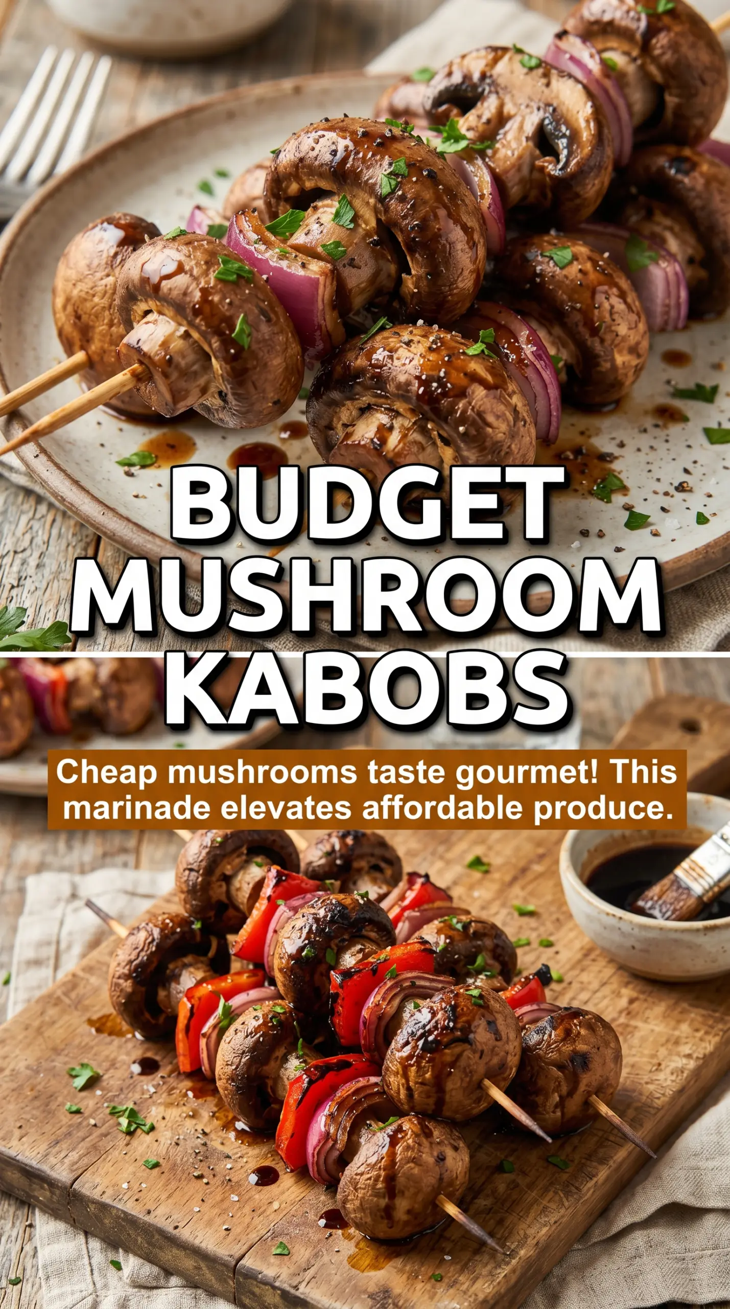 Balsamic Garlic Grilled Mushroom Skewers juicy caramelized grilled
