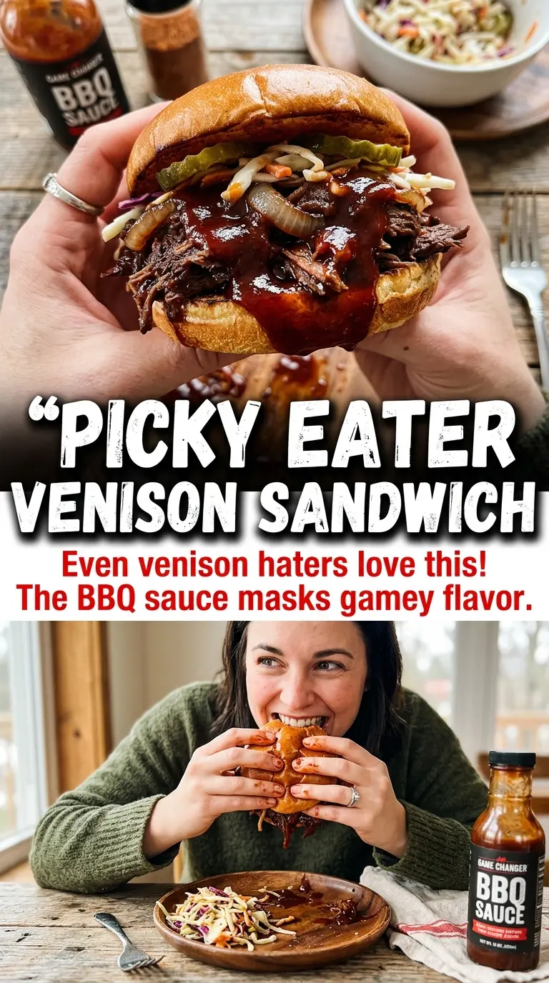 BBQ venison sandwich smoky shredded