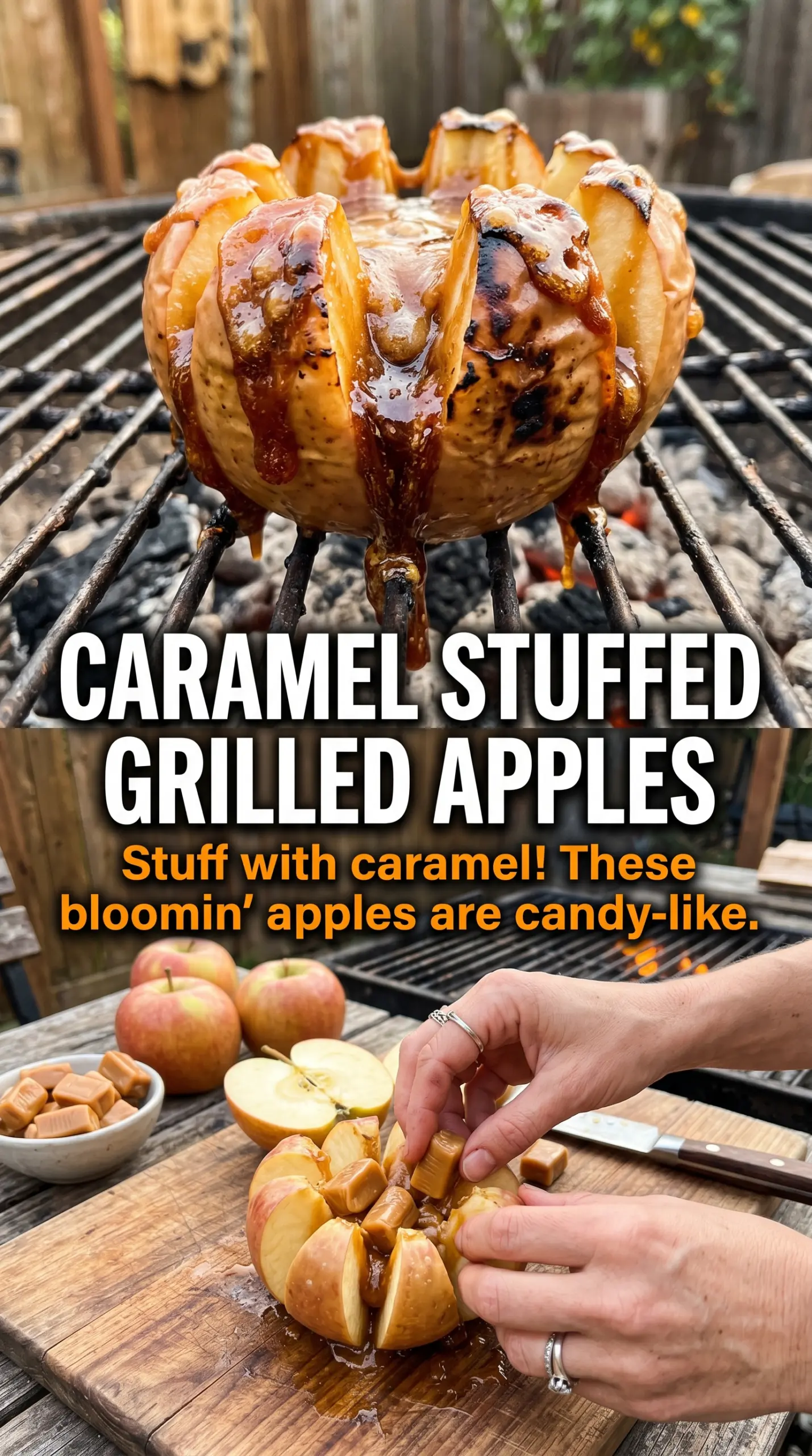Bloomin' Grilled Apples cinnamon butter caramelized dessert