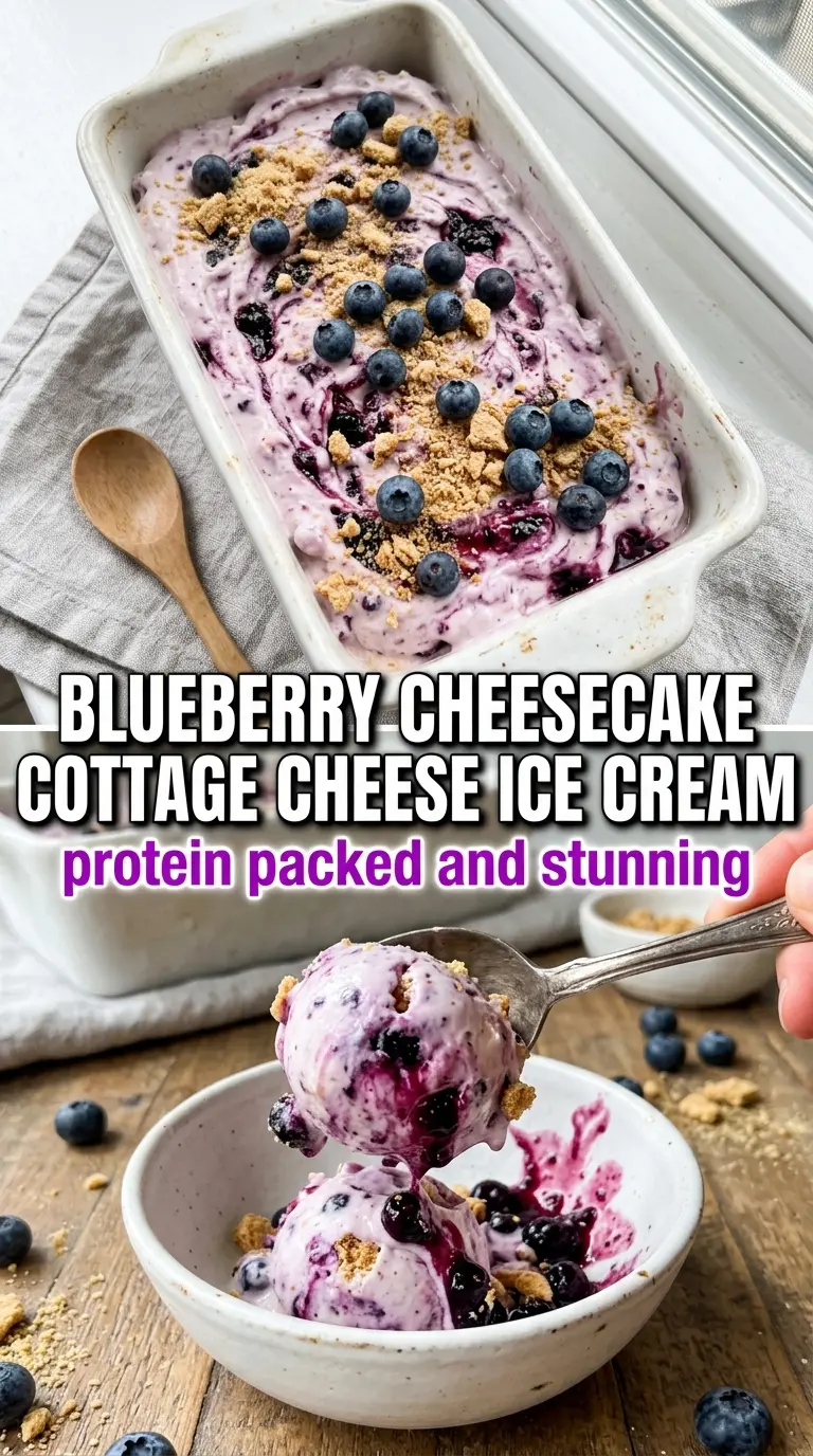 Blueberry Cheesecake Cottage Cheese Ice Cream creamy blueberry graham cracker