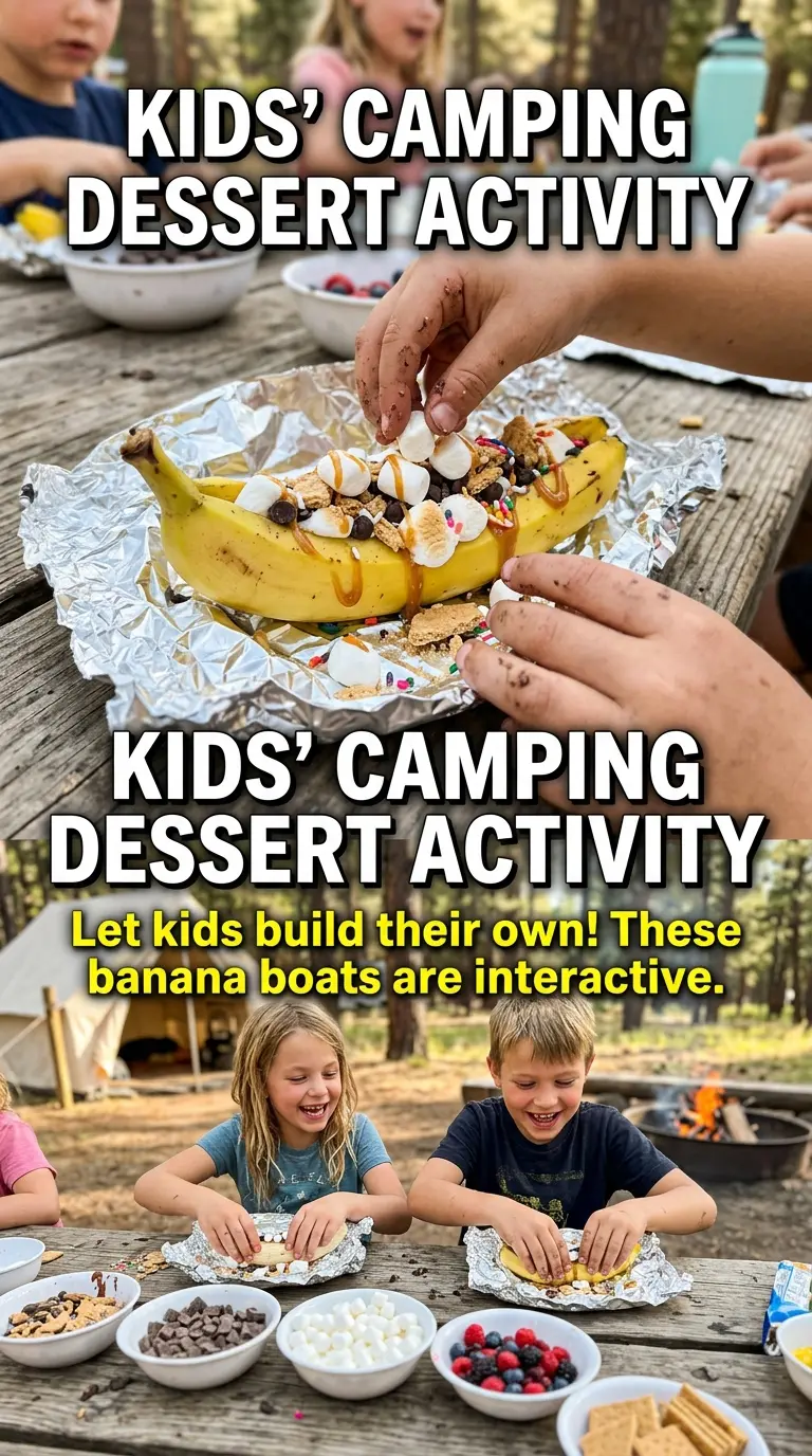 Campfire Banana Boats melted chocolate marshmallows