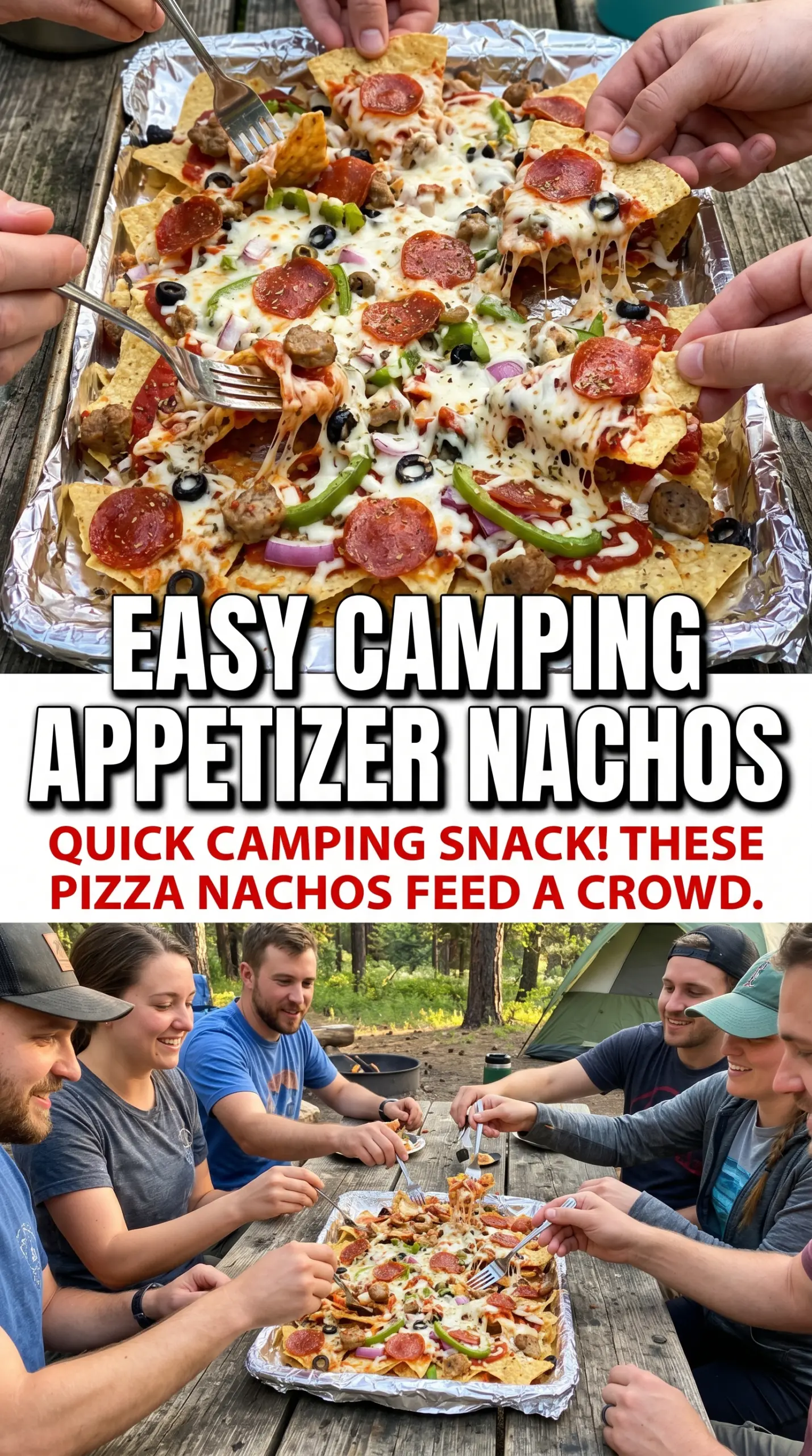 Campfire Pizza Nachos cheesy pepperoni