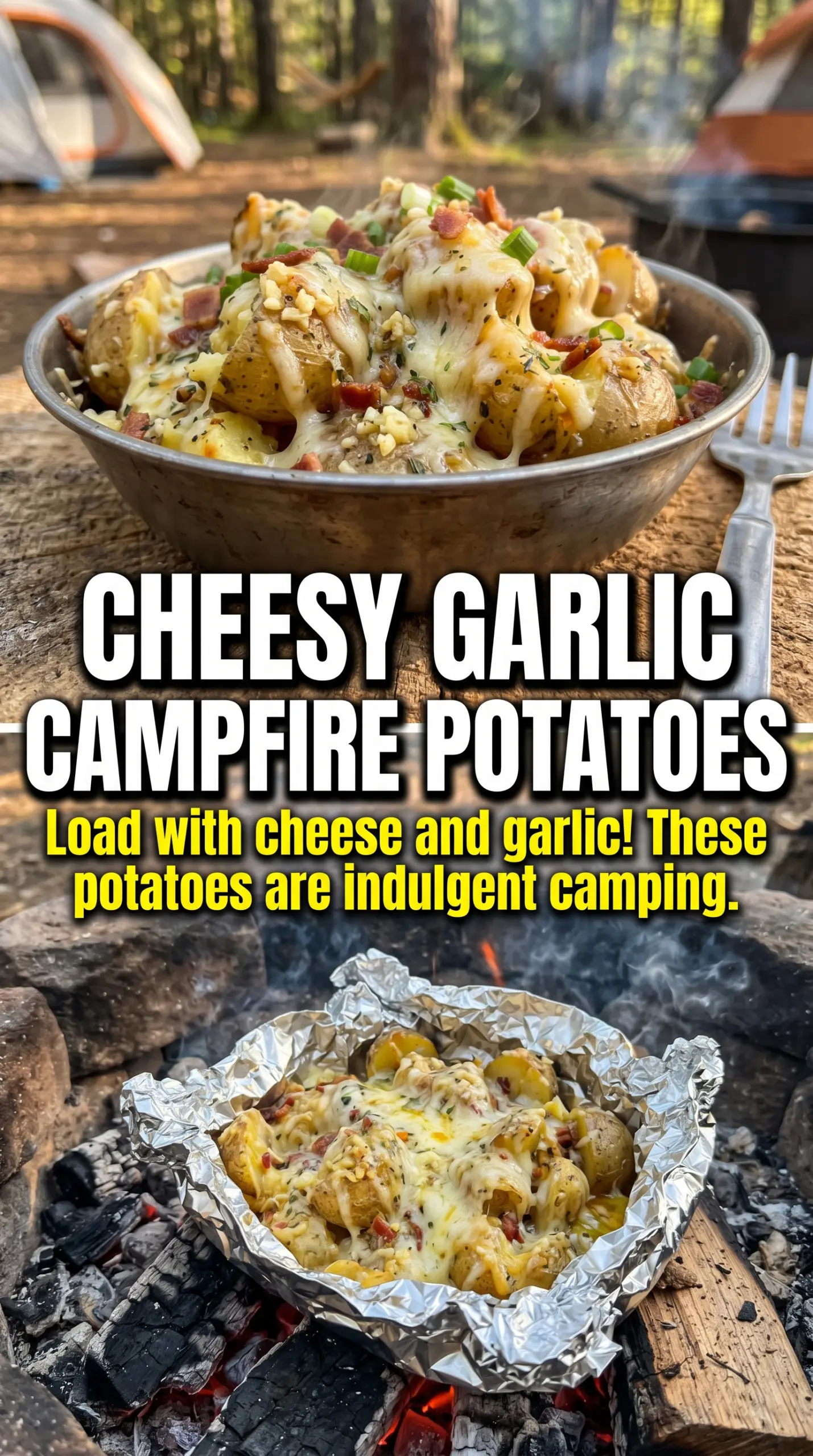 Campfire potatoes golden seasoned