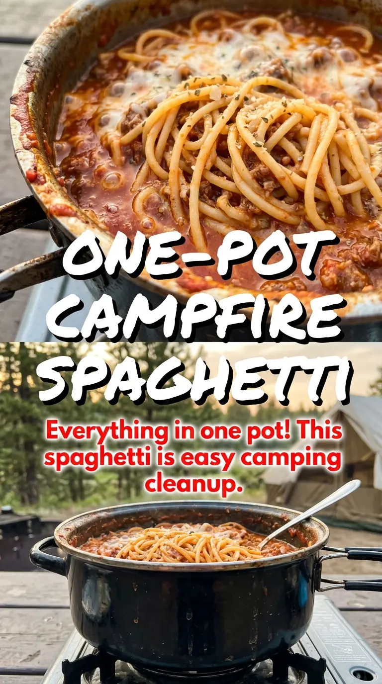 Campfire Spaghetti Bake cheesy baked spaghetti