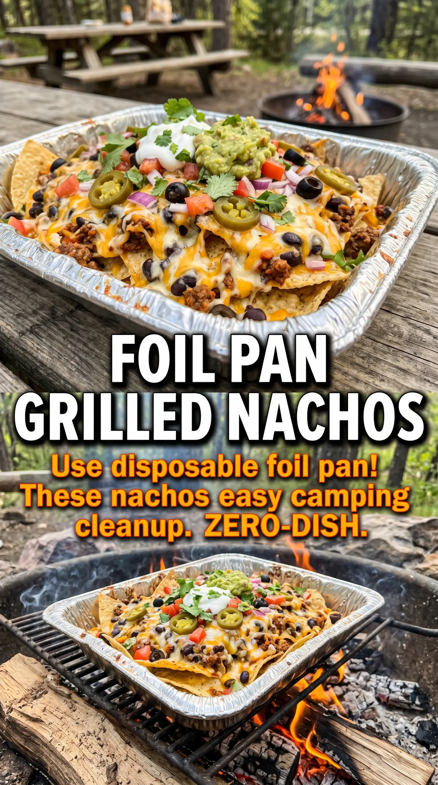 camping grilled nachos bubbling cheesy loaded