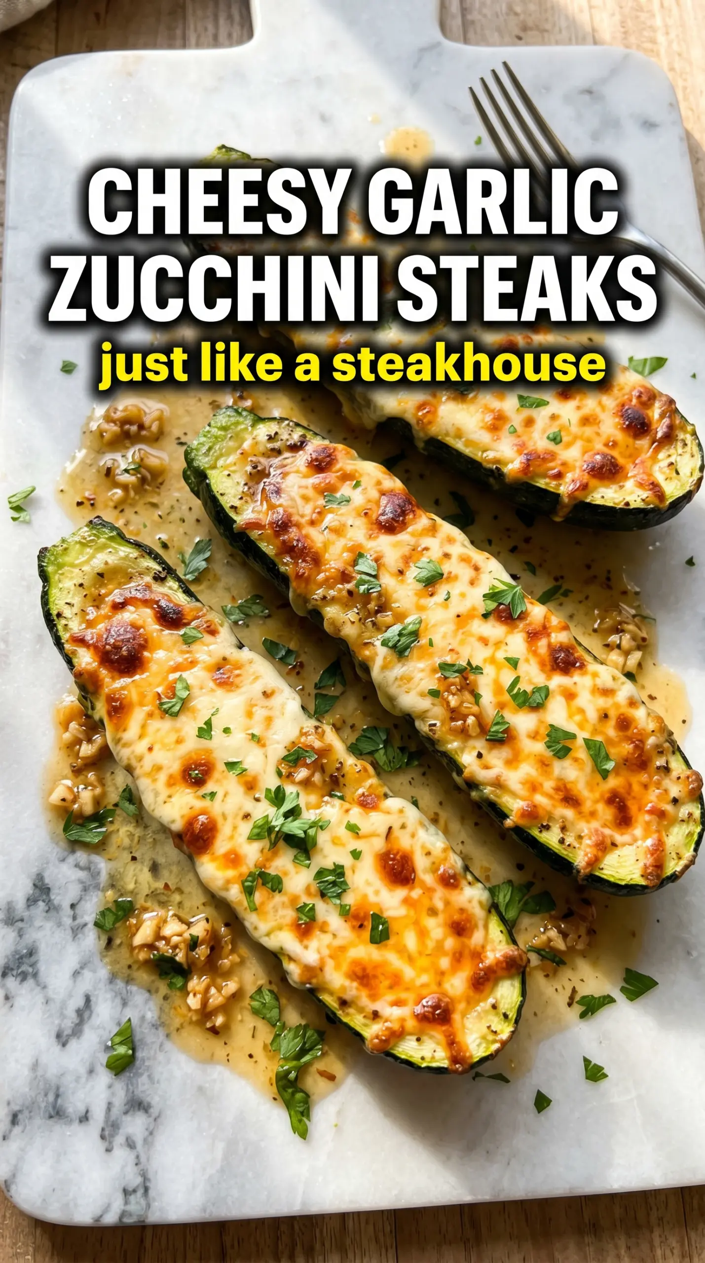 Cheesy Garlic Zucchini Steaks grilled cheesy garlic