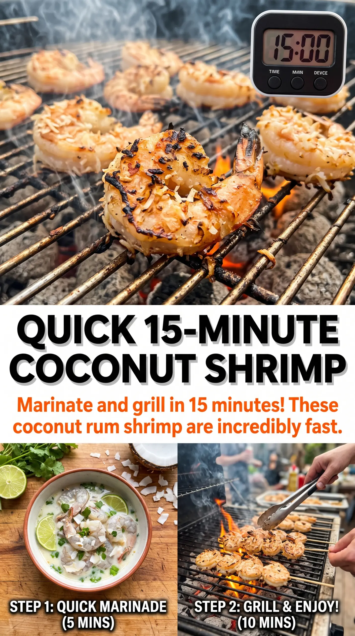 Coconut Rum Grilled Shrimp with tropical glaze