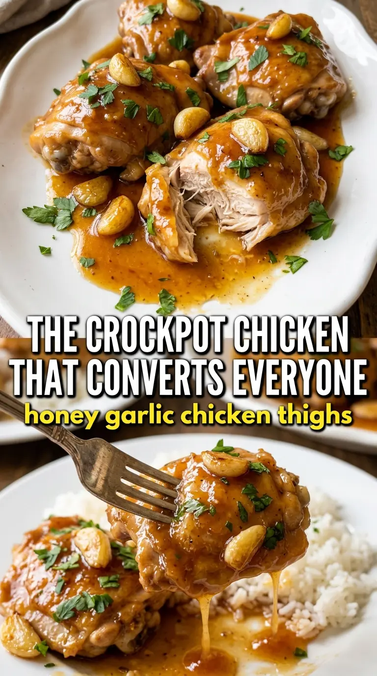 Crockpot honey garlic chicken thighs sticky garlic sauce
