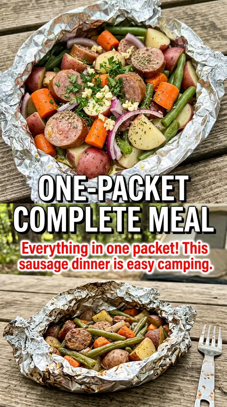 Foil Packet Sausage and Peppers smoky peppers onions