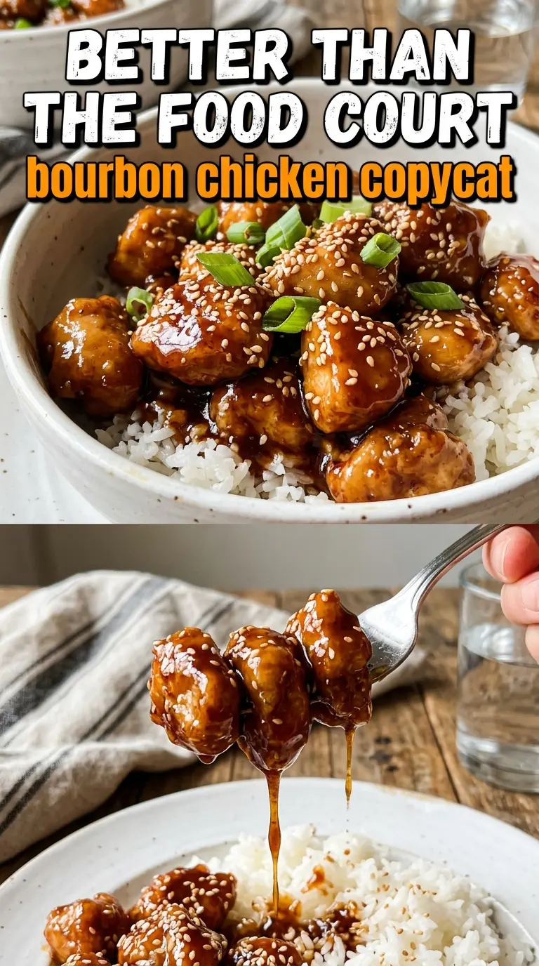 Food Court Bourbon Chicken Copycat glossy caramelized
