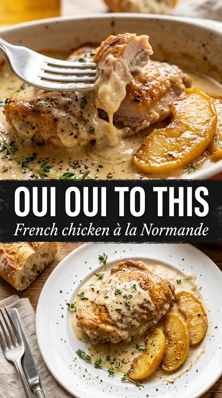 French Chicken Casserole A La Normande golden creamy apples