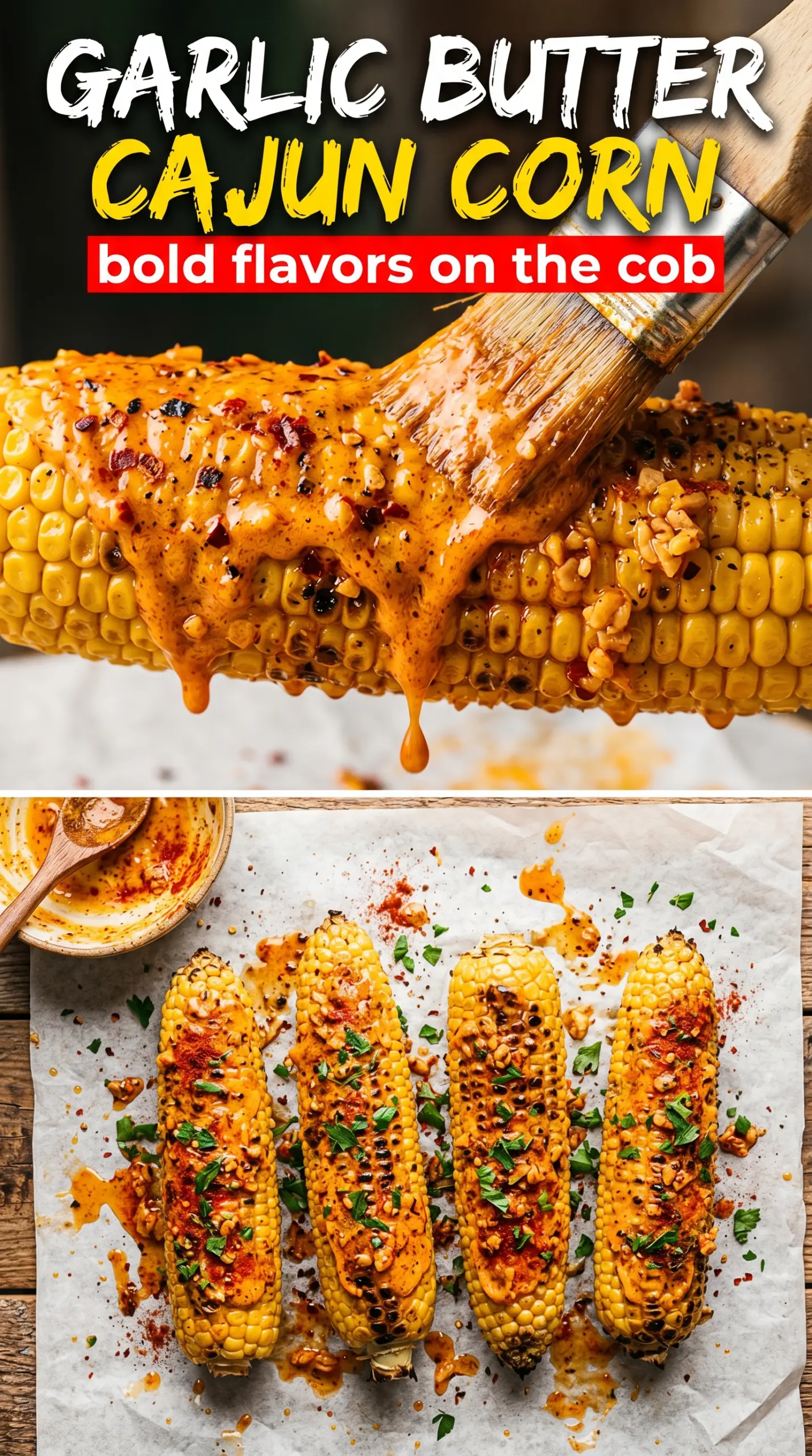 Garlic Butter Cajun Corn smoky charred