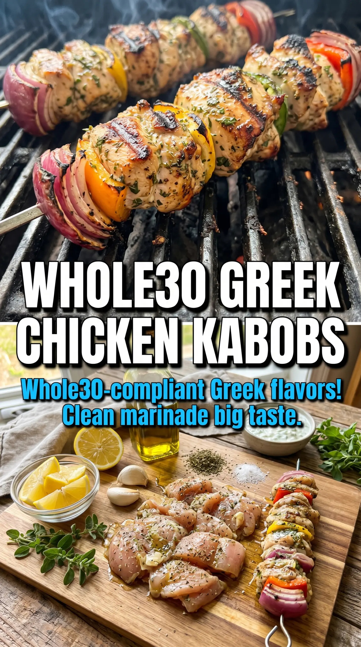 Greek Chicken Kabobs lemon-garlic skewers