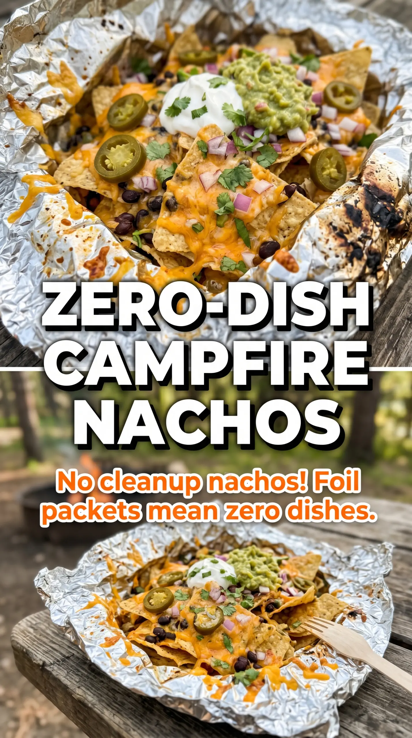 Grilled Campfire Nacho Packets loaded cheesy foil packets