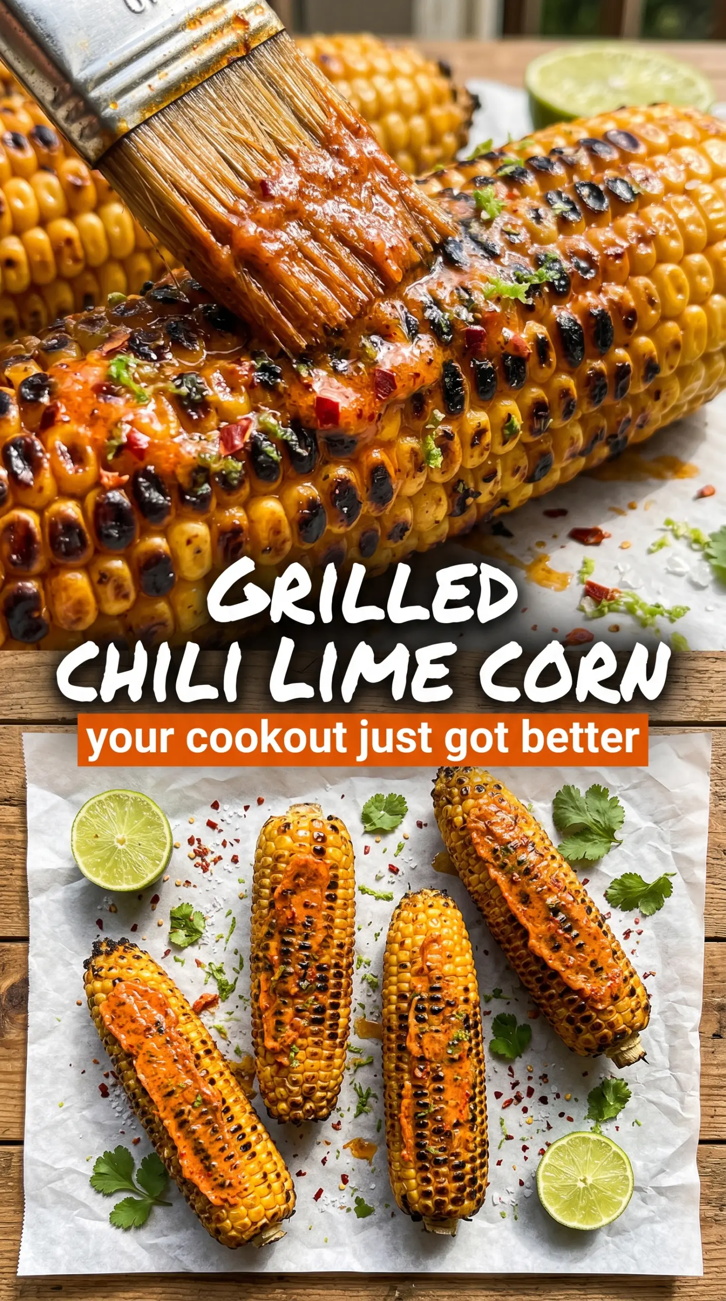 Grilled Corn on the Cob with Chili Lime Butter, charred zesty spicy