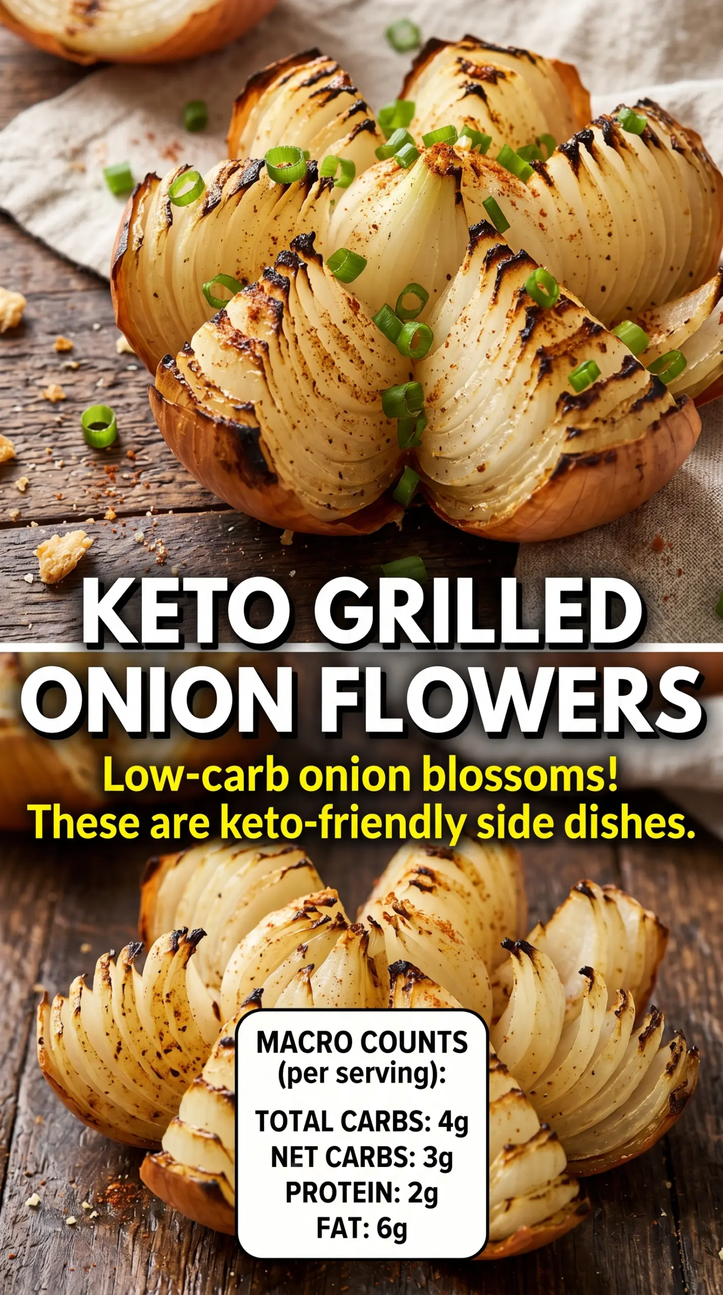 Grilled Onion Blossoms smoky charred tender