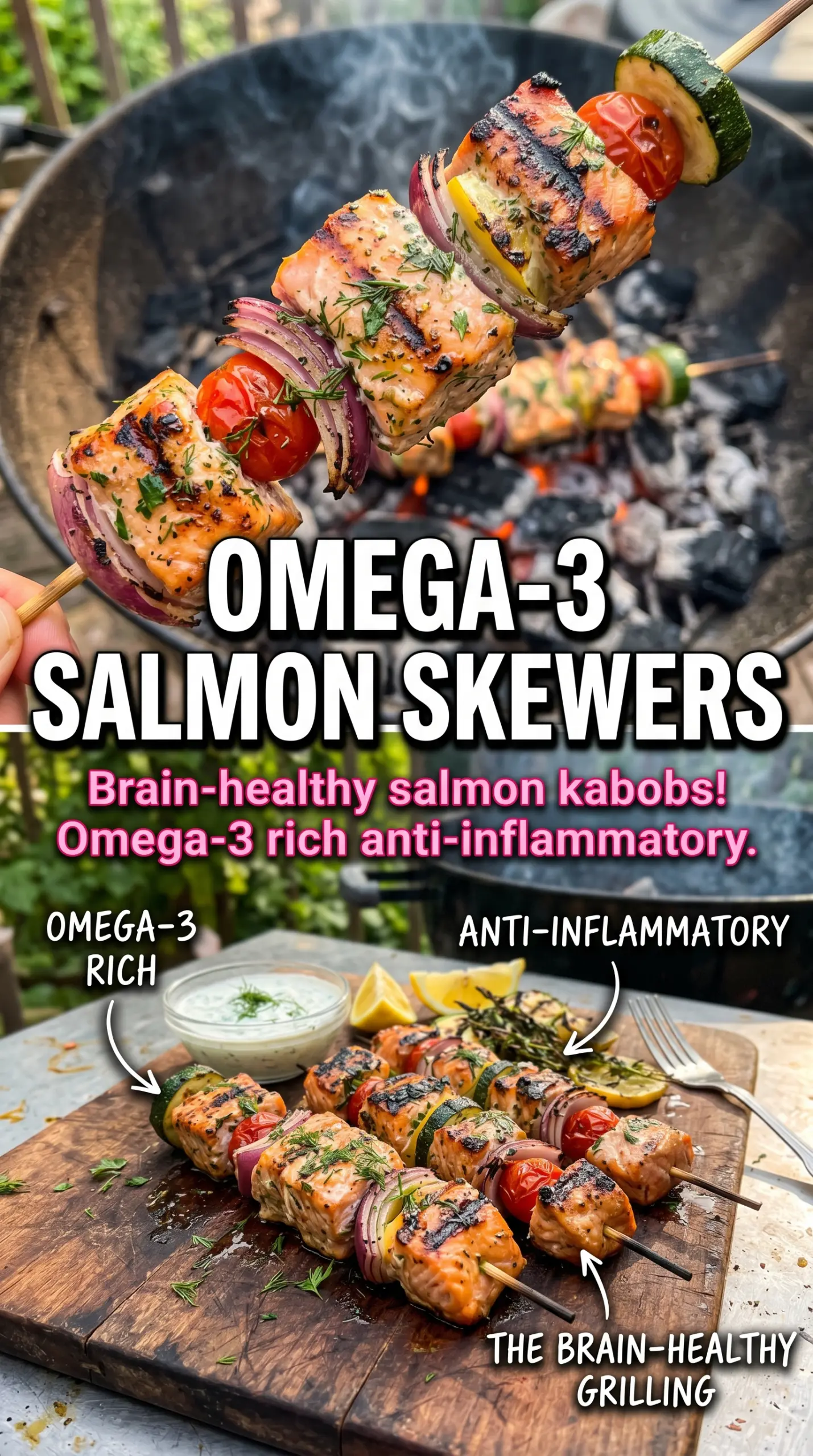 Grilled Salmon Kebabs lemon herb skewers
