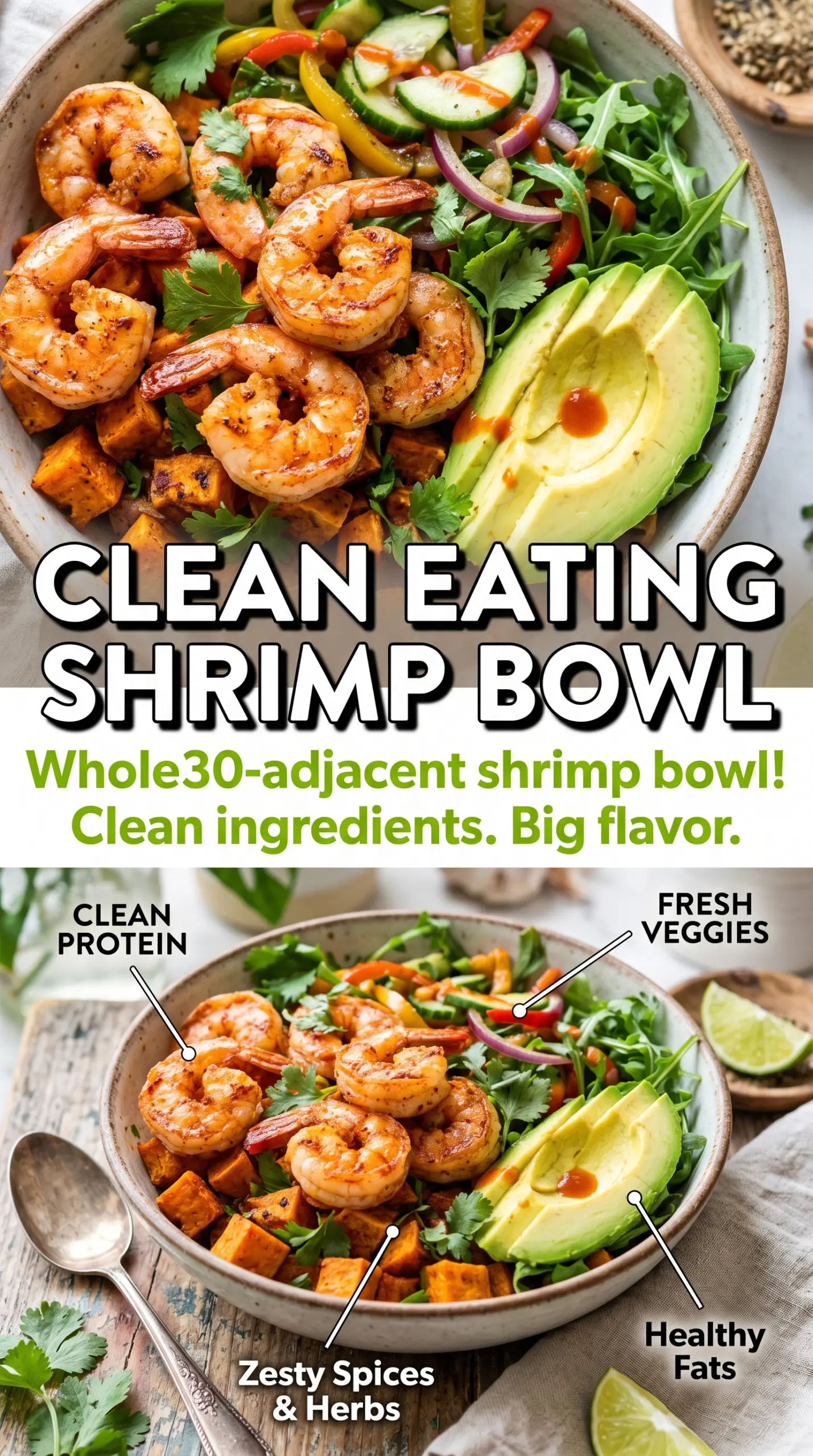 Grilled shrimp bowl with avocado and corn salsa colorful fresh
